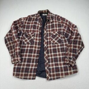 Madison Vintage Mens Quilted Flannel Tartan Light Shirt Jacket Size L Red Blue
